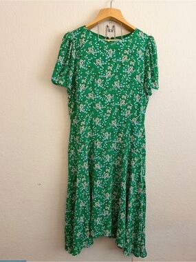 LOFT Green Floral Midi Dress